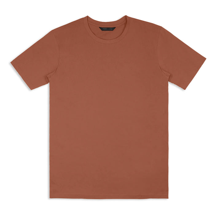 TRENDSWEAR Element Unisex T-Shirt - A unisex TRENDSWEAR Element T-Shirt in a warm terracotta colour, featuring a minimal design and a logo.