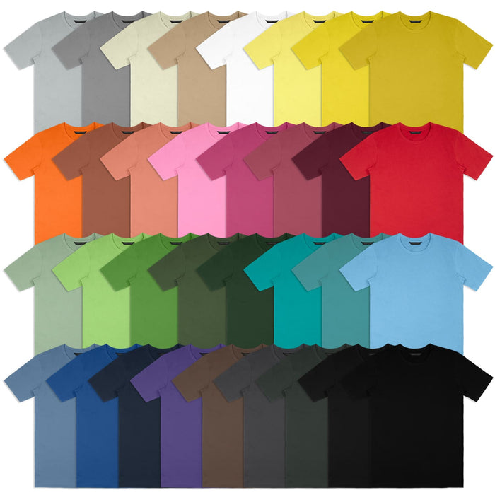 TRENDSWEAR Element Unisex T-Shirt - A collection of unisex T-shirts in various colours, arranged in rows, featuring a logo on each shirt.