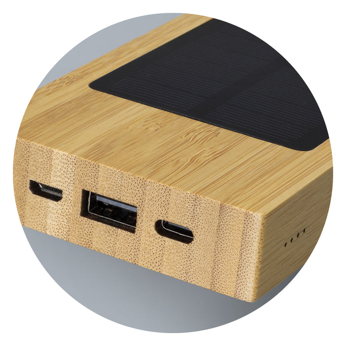 NATURA Bamboo Solar Power Bank - Custom Promotional Product