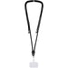 Kubi Phone Lanyard - A black phone lanyard with a round fastener and a clear name tag holder at the bottom.