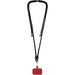 Kubi Phone Lanyard - A black phone lanyard featuring a red rectangular holder at the bottom and silver clips on either end.