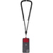 Kubi Phone Lanyard - A phone lanyard featuring a black strap and a grey phone holder with a red attachment. It has a logo on the holder.