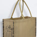 Modena Jute Tote Bag - A jute tote bag in natural brown, featuring decorative elements and sturdy handles. Brand logo is present.