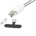 Anser Recycled Plastic Smartphone Lanyard w/ 27W 5-in-1 Built-in Cable - A smartphone lanyard in black and white, featuring a 27W 5-in-1 built-in cable with a USB connector and attachment loop.