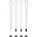 Anser Recycled Plastic Smartphone Lanyard w/ 27W 5-in-1 Built-in Cable - A set of four smartphone lanyards in grey, red, blue, and white, each with a black attachment.
