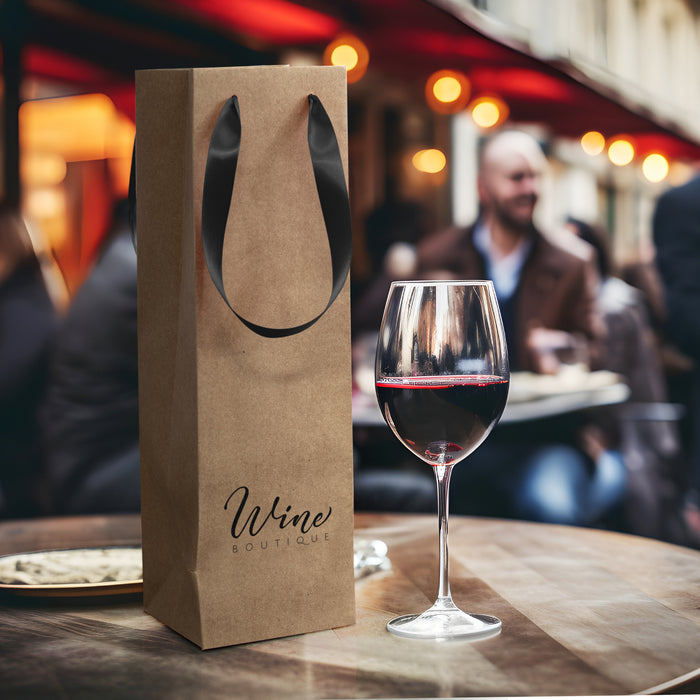 Wine Ribbon Handle Paper Bag - Custom Promotional Product