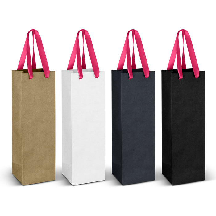 Wine Ribbon Handle Paper Bag - Custom Promotional Product