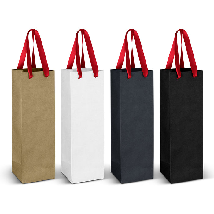 Wine Ribbon Handle Paper Bag - Custom Promotional Product