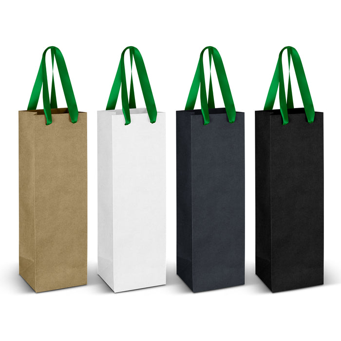 Wine Ribbon Handle Paper Bag - Custom Promotional Product