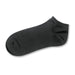June Ankle Socks - A black ankle sock with a smooth texture and a ribbed cuff, featuring a logo on the side.