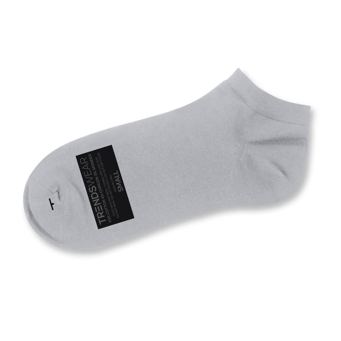 June Ankle Socks - A grey ankle sock made from soft material, featuring a logo and a label indicating size.