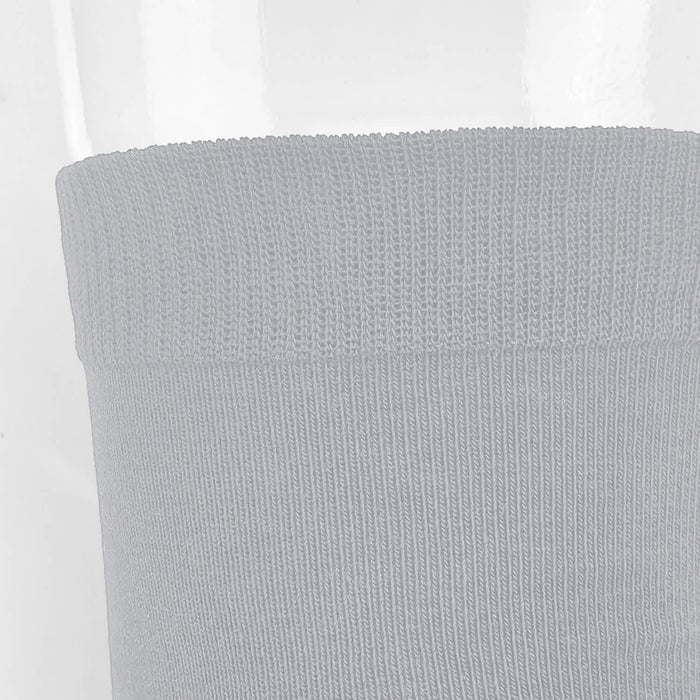 June Business Socks - A pair of light grey business socks with a ribbed cuff detail, displayed against a neutral background.