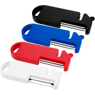 Kipper Multi-purpose Kitchen Tool - Four Kipper multi-purpose kitchen tools in black, blue, red, and white, featuring a stainless steel blade and a logo.