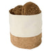 Toma Bread Basket - A natural fabric bread basket with a beige upper section and a cork lower section, filled with sesame seed bread rolls.