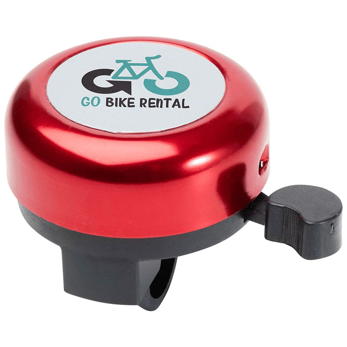 Bellix Bicycle Bell - A red bicycle bell with a black base and a lever, featuring a logo on a white circle.