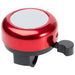 Bellix Bicycle Bell - A red metal bicycle bell featuring a black mount and a lever for ringing. It has a plain circular top.