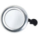 Bellix Bicycle Bell - A silver bicycle bell with a black lever, featuring a circular design and a smooth finish.