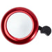 Bellix Bicycle Bell - A red bicycle bell with a shiny surface and a black lever for ringing. It features a logo on its side.
