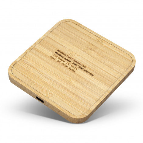 Bamboo Wireless Fast Charging Hub - Custom Promotional Product