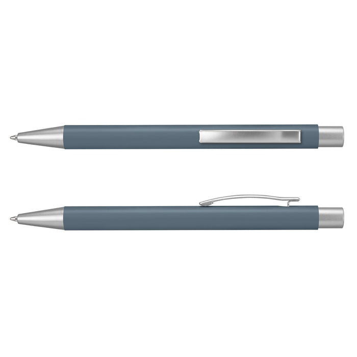 Lancer Fashion Pen - A metal pen in a blue-grey finish with silver accents and a clip, featuring a sleek design.