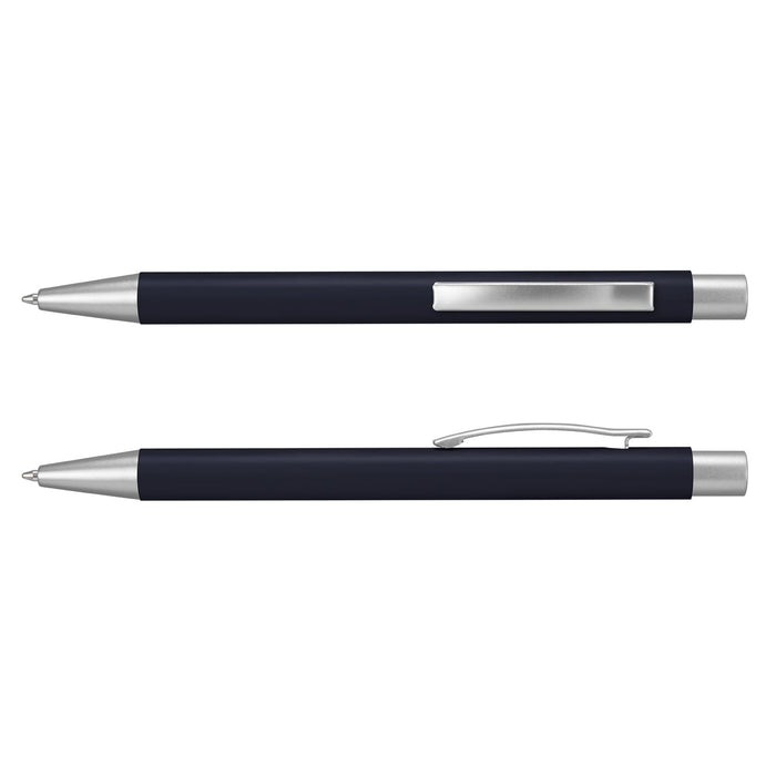 Lancer Fashion Pen - A metal pen in black with silver accents, featuring a clip and a smooth design.