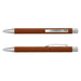 Lancer Fashion Pen - A metal pen with a brown body and silver accents, featuring a clip and a sleek design.