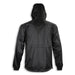 Swiss Peak Urban Windbreaker - A black windbreaker jacket featuring a hood and a back vent design. It has a branding logo.