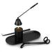 Keepsake Candle Accessory Set - A black candle accessory set featuring a candle, holder, snuffer, wick trimmer, and tray, all in sleek design.