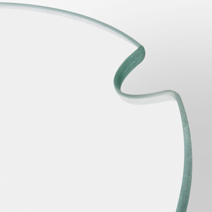 Keepsake Platter Tray - A transparent glass keepsake platter tray with a softly curved edge, featuring a subtle green tint.