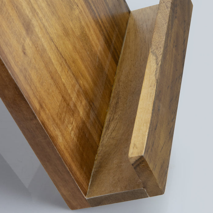 Keepsake Recipe Book Holder - A wooden recipe book holder in a warm tone, featuring a slanted design for easy page viewing.