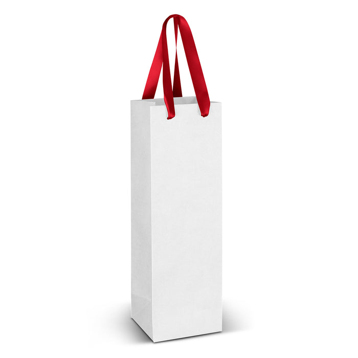Wine Ribbon Handle Paper Bag - Full Colour - Custom Promotional Product