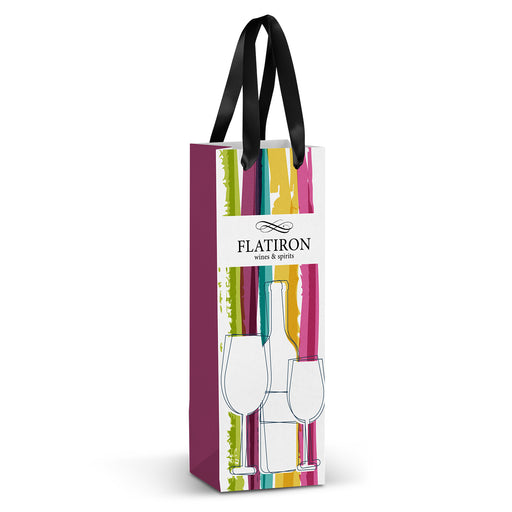 Champagne Ribbon Handle Paper Bag - Full Colour - Custom Promotional Product