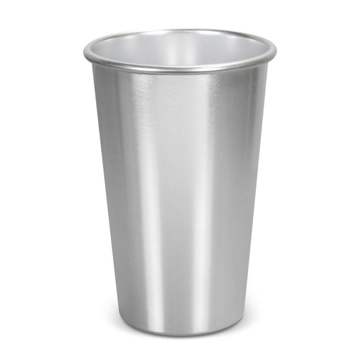 Burano Colour Changing Cup - A drink cup in metallic silver with a smooth finish and a branding logo. Suitable for various beverages.