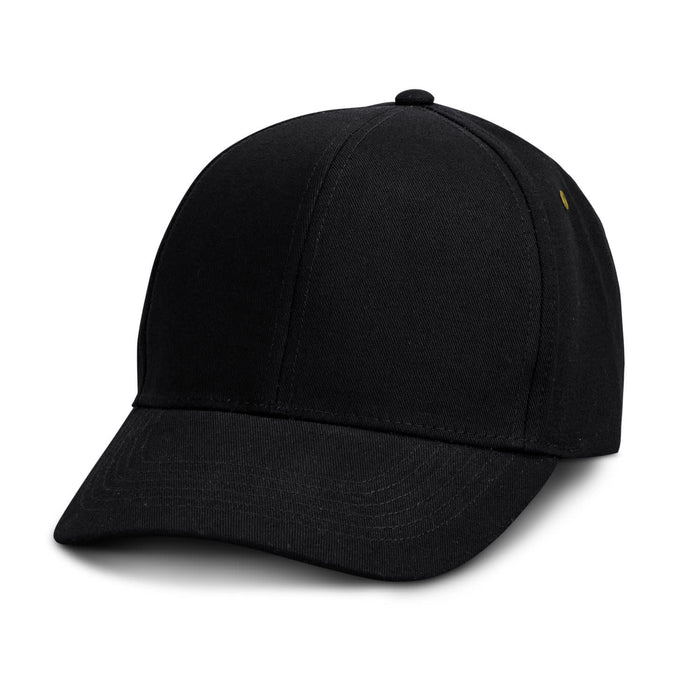 Essence Organic Cap - A black cap with a rounded crown and a curved brim, featuring a small logo on one side.