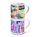Arista Stackable Coffee Mug - A stackable coffee mug set featuring vibrant, abstract patterns in multiple colours with a logo on the side.