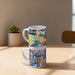 Arista Stackable Coffee Mug - A stackable coffee mug set featuring colourful, patterned designs on white ceramic with a glossy finish.