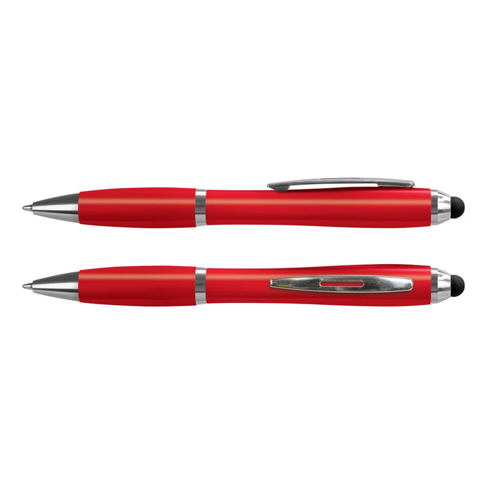 Vistro Stylus Pen - Colour Match - A red stylus pen set featuring a sleek design with chrome accents and a branding logo.
