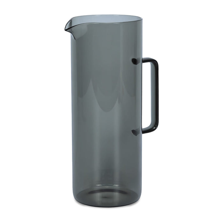 Keepsake Arlo Carafe - A drink bottle in a sleek, smoky grey colour with a handle and a spout. It features a branding logo.