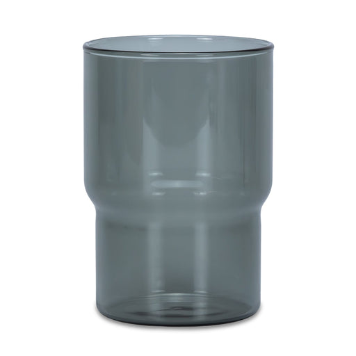 Keepsake Arlo Tumblers - Set of 4 - A drink tumbler in a transparent smokey grey colour with a distinctive curved design. Includes a logo.