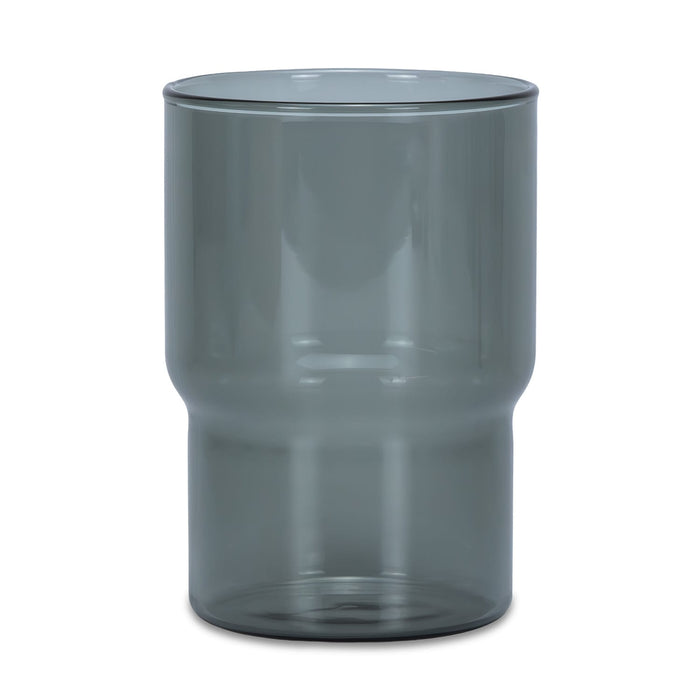 Keepsake Arlo Tumblers - Set of 4 - A drink tumbler in a transparent smokey grey colour with a distinctive curved design. Includes a logo.