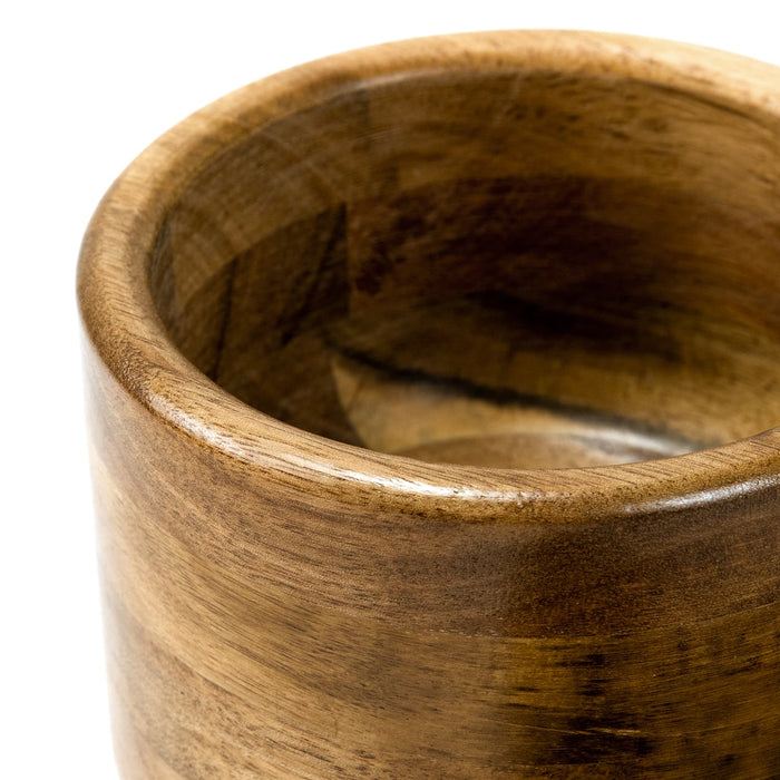 Keepsake Mortar & Pestle - A wooden mortar with a smooth, polished interior, showcasing rich brown tones and natural grain patterns.