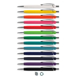 Centurion Soft-Touch Pen - A collection of Centurion Soft-Touch Pens in various colours, featuring a silver clip and accent.