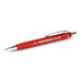 Centurion Soft-Touch Pen - A red soft-touch pen with a silver clip and branding on the barrel.