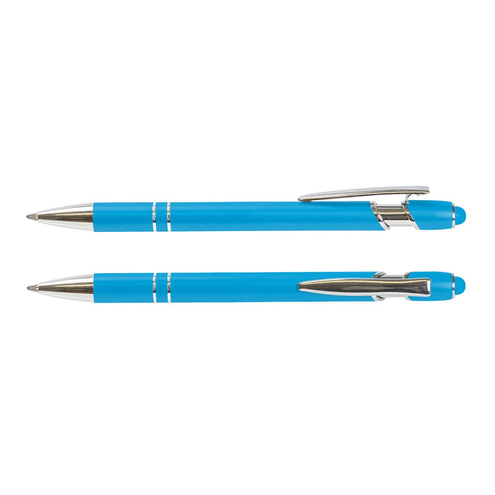 Prime Stylus Pen - A blue stylus pen with a sleek design and a silver clip, featuring two pens arranged side by side.