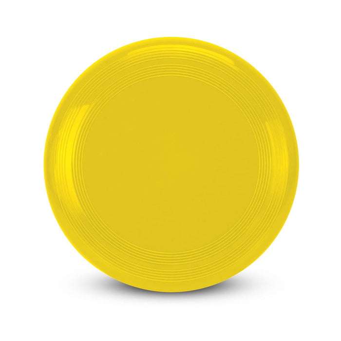Aero Flyer - Small - A yellow disc with a smooth surface and subtle ribbed detailing along the edge, featuring a logo.