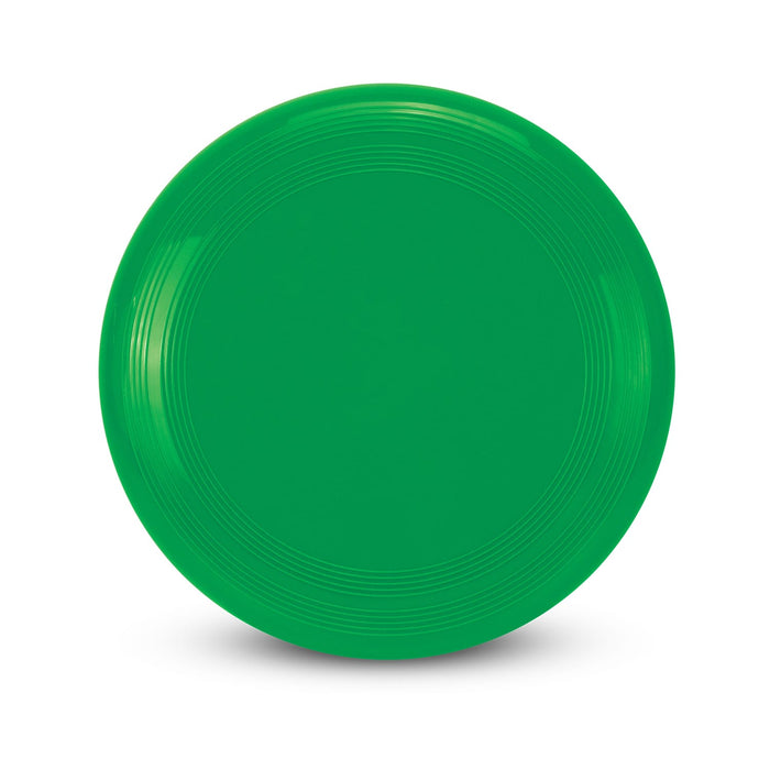 Aero Flyer - Small - A green frisbee with a smooth, circular design and subtle grooves around the edge. It features a logo.