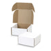 Die Cut Box with Locking Lid - 130x130x65mm - A white die cut box with a locking lid, featuring an open box and a closed box, both made of cardboard.