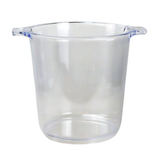 Alpine Ice Bucket - A clear plastic ice bucket with sturdy handles, featuring a smooth, translucent design.