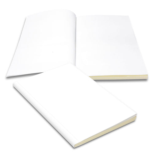 Verse Notebook - A white notebook with blank pages, featuring a smooth cover and a subtle spine. It has a branding logo.