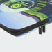 Full Colour Laptop Sleeve - Small - A small, full colour laptop sleeve with a blue and green design and a black zipper. Features a logo.